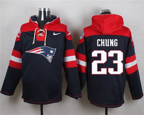 Nike Patriots #23 Patrick Chung Navy Blue Player Pullover NFL Hoodie - Click Image to Close